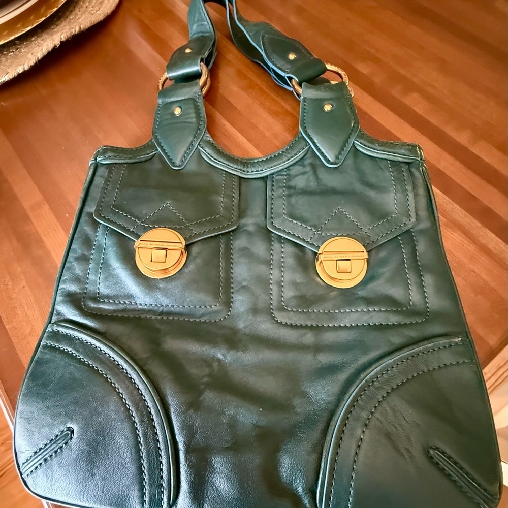Marc by Marc Jacobs (2008) Teal Leather Clutch with Gold Accent